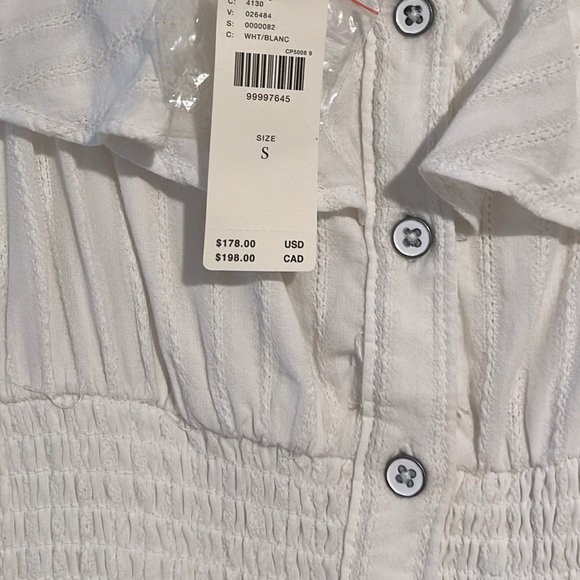 NWT Anthropologie Pilcro White Cotton Ruffle Maxi Dress Smocked Waist Size S - Picture 9 of 15